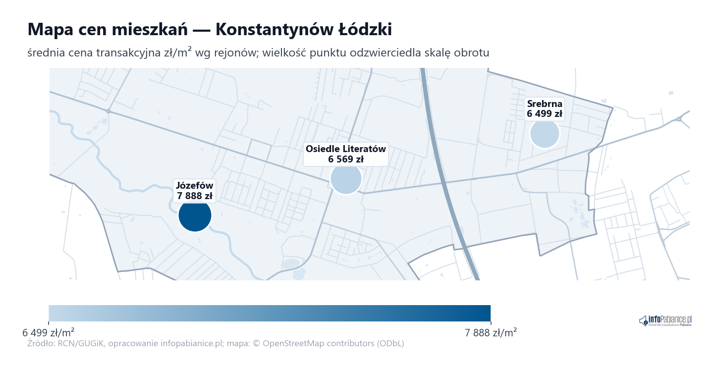 Mapa cen mieszkań - Konstantynów Łódzki