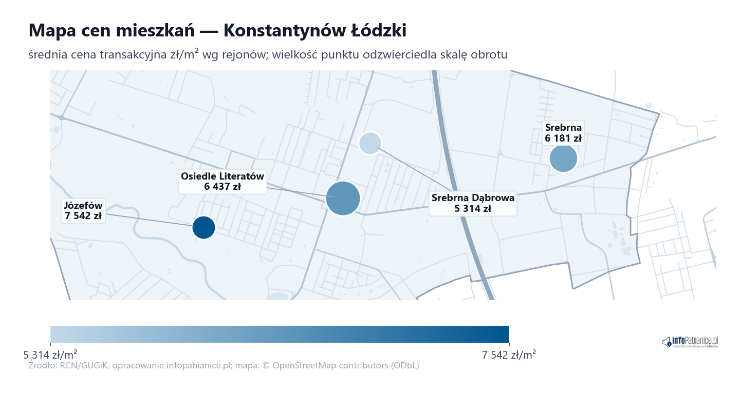 Mapa cen mieszkań - Konstantynów Łódzki