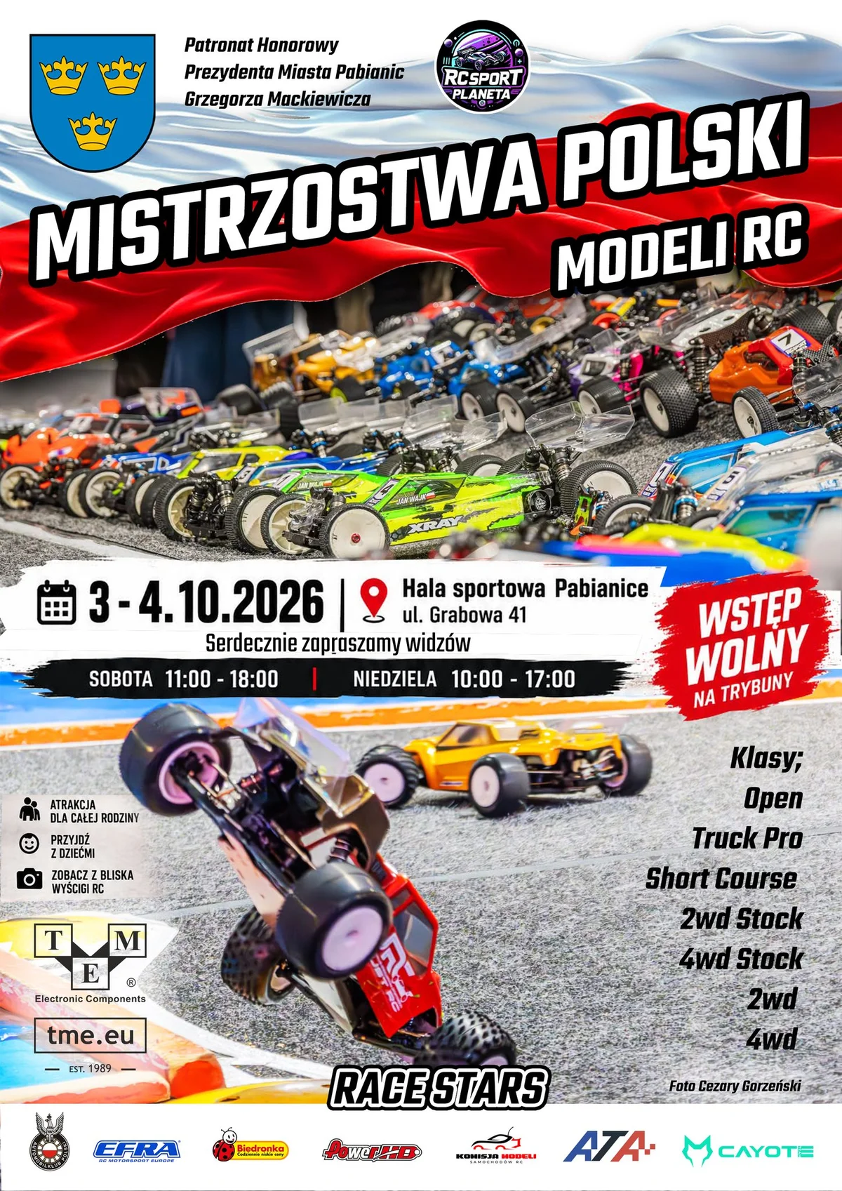 Grafika promocyjna wydarzenia 1 Runda Halowych Mistrzostw Polski modeli RC