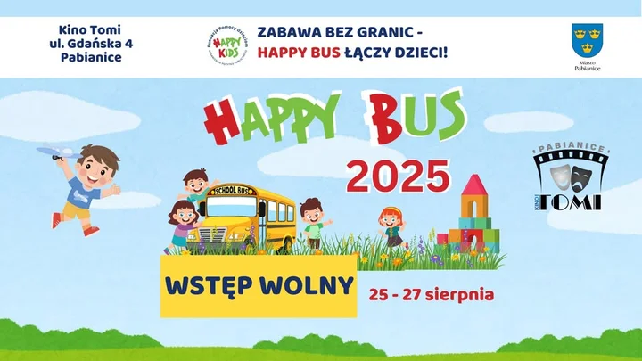 Obrazek przedstawia grafikę promocyjną wydarzenia Zakończenie wakacji dla dzieci przy Kinie Tomi w Pabianicach