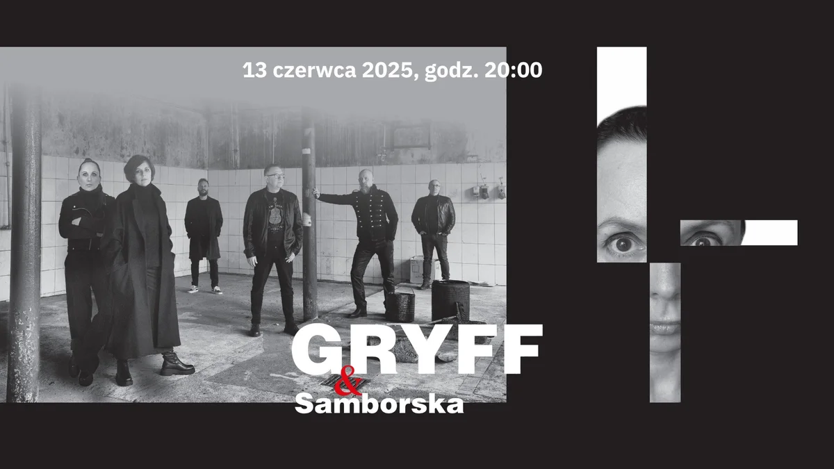 Grafika promocyjna wydarzenia Koncert zespołu Gryff i wystawa Magdaleny Samborskiej w Pabianicach