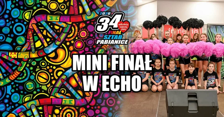 Grafika promocyjna wydarzenia Mini Finał w Echo — 34. Finał WOŚP w Pabianicach