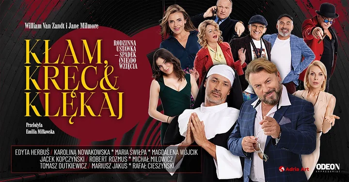 Grafika promocyjna wydarzenia Kłam, kręć i klękaj — komedia pomyłek w Pabianicach