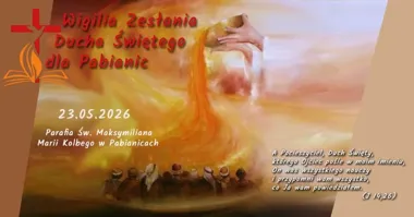 Grafika promocyjna wydarzenia Czuwanie Modlitewne w Wigilię Zesłania Ducha Świętego w Pabianicach – 23 maja 2026