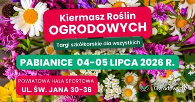 Grafika promocyjna wydarzenia Letni kiermasz kwiatów i roślin ogrodowych w Pabianicach 2026
