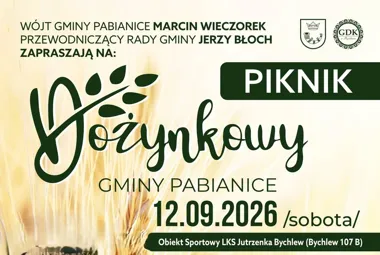 Grafika promocyjna wydarzenia Piknik Dożynkowy Gminy Pabianice