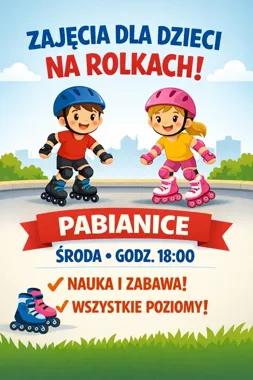 Grafika promocyjna wydarzenia Zajęcia dla dzieci na rolkach – Pabianice